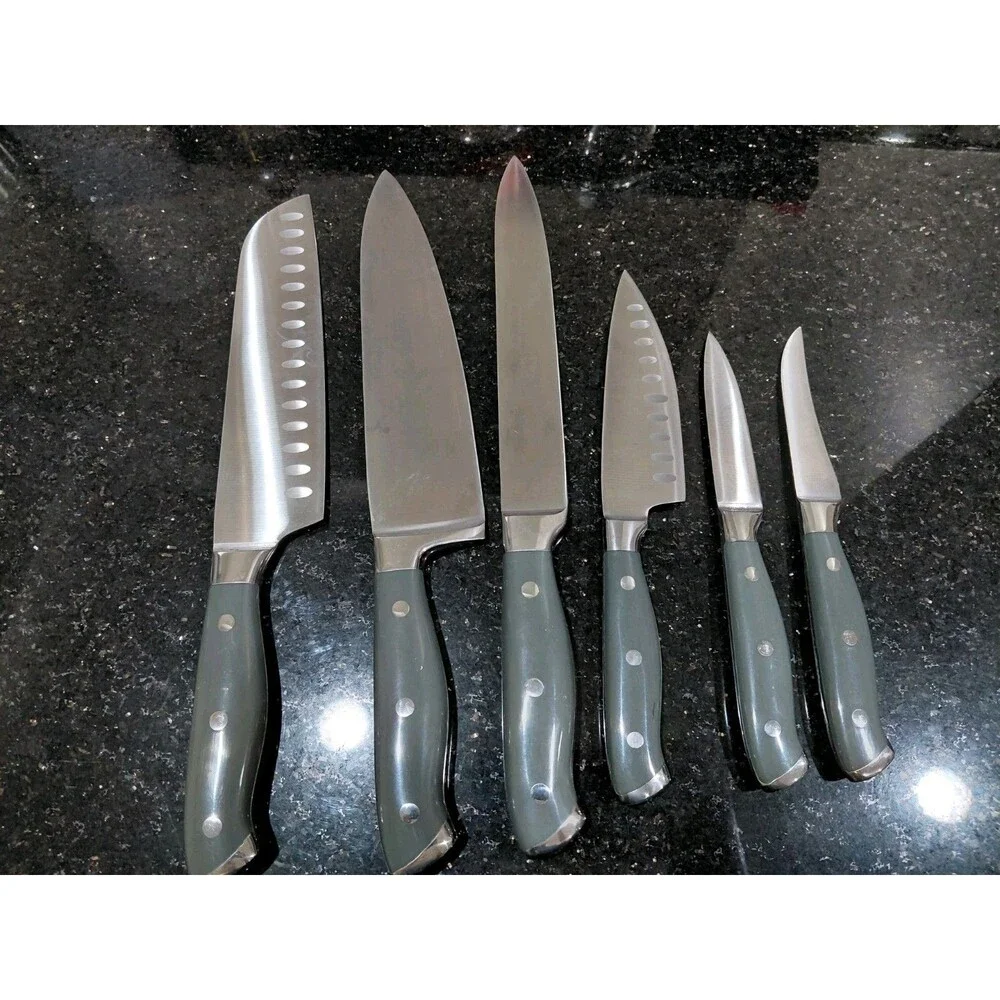 Set Of 6 Sabatier Knives Gray Rivet Handles 21D890